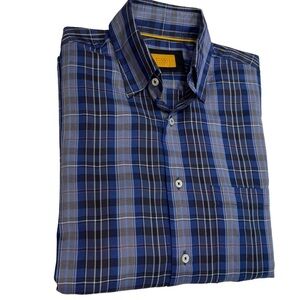 ROBERT TALBOTT CARMEL Blue Plaid 100% COTTON Button Down Casual Shirt Sz M NWOT
